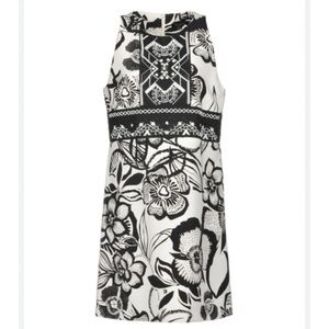 TARA JARMON Floral Black White Sleeveless Dress Size 6